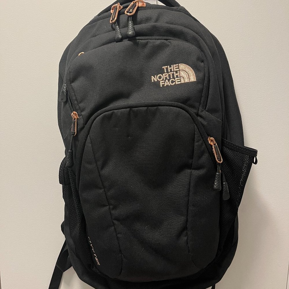 North Face Pivoter Laptop Backpack - Black with Rose Gold